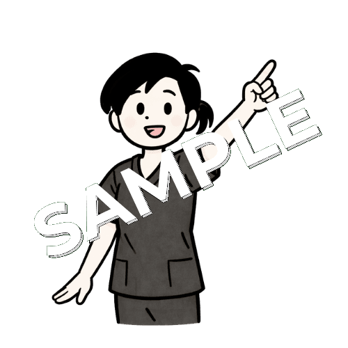 上を指差す女性鍼灸師のイラスト