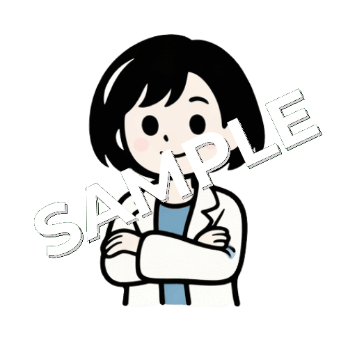 腕を組むボブヘアの女性薬剤師のイラスト