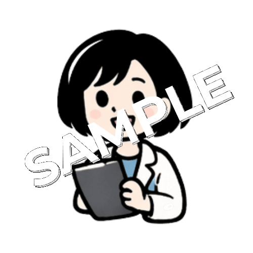 ファイルを持っているボブヘアの女性薬剤師のイラスト