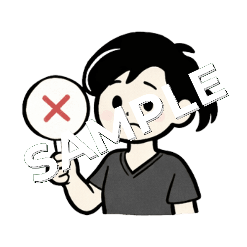 ×の札を持っている女性鍼灸師のイラスト