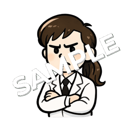 眉をひそめる女性薬剤師のイラスト