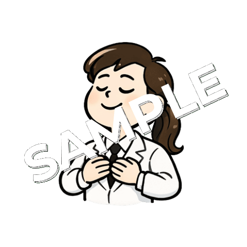 深呼吸する女性薬剤師のイラスト