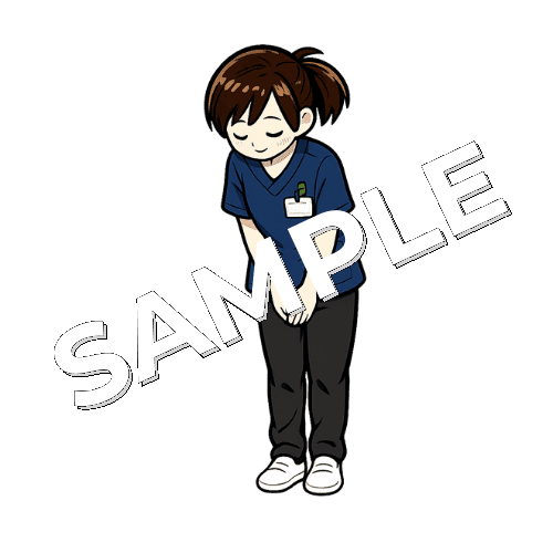 お辞儀する女性理学療法士のイラスト