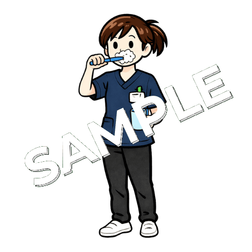 歯を磨く女性理学療法士のイラスト