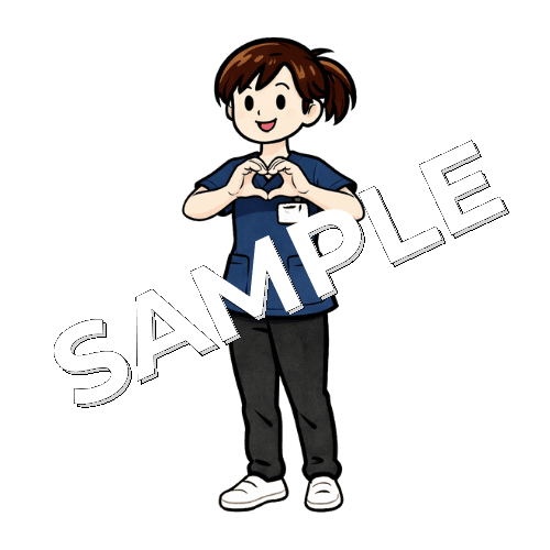 指でハートマークを作る女性理学療法士のイラスト