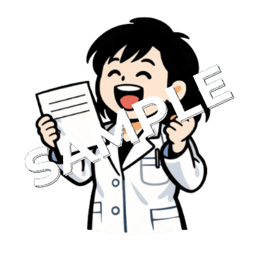 内定に喜ぶ女性薬剤師のイラスト