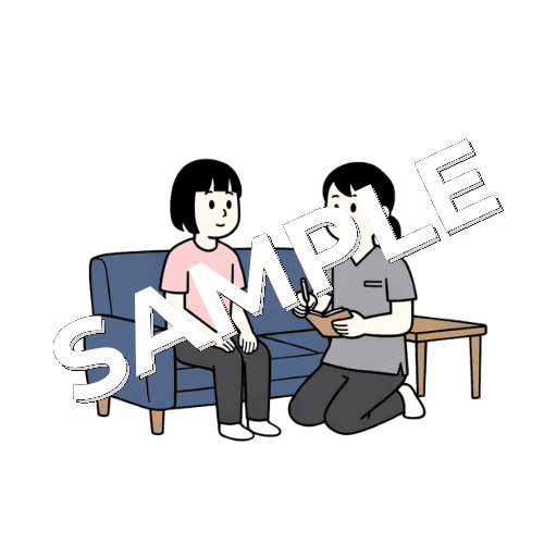 メモをしながらカウンセリングしている女性鍼灸師のイラスト