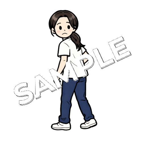 後ろを振り返る女性作業療法士のイラスト