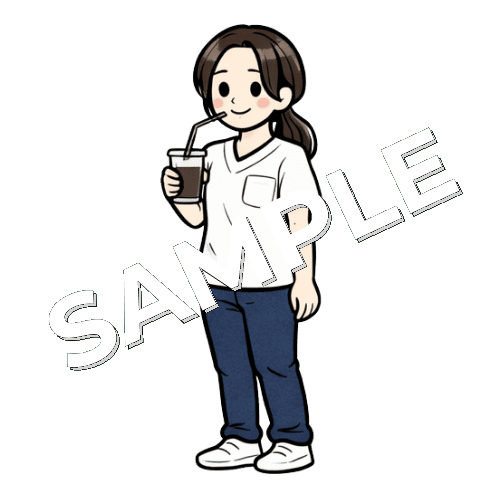 アイスコーヒーを飲む女性作業療法士のイラスト