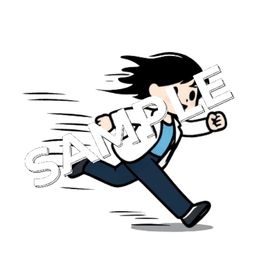 ダッシュをするボブヘアの女性薬剤師のイラスト