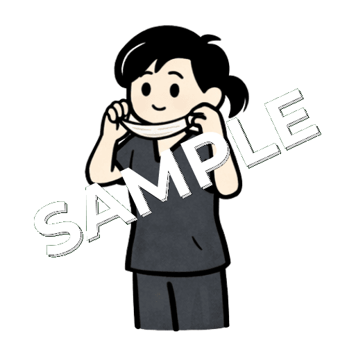 マスクを外す女性鍼灸師のイラスト