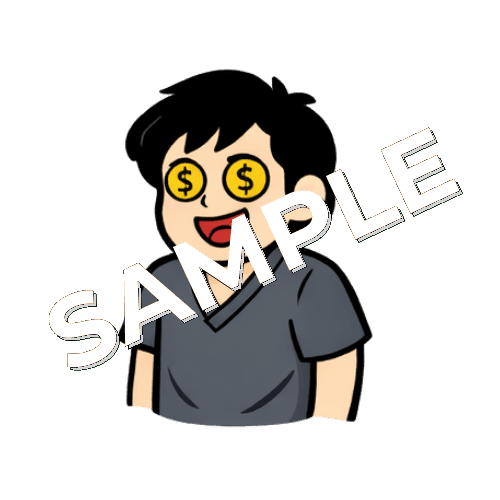 目がお金マークの男性鍼灸師のイラスト