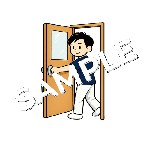 扉を閉める男性鍼灸師のイラスト