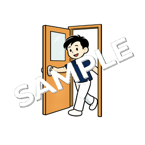 扉を開ける男性鍼灸師のイラスト