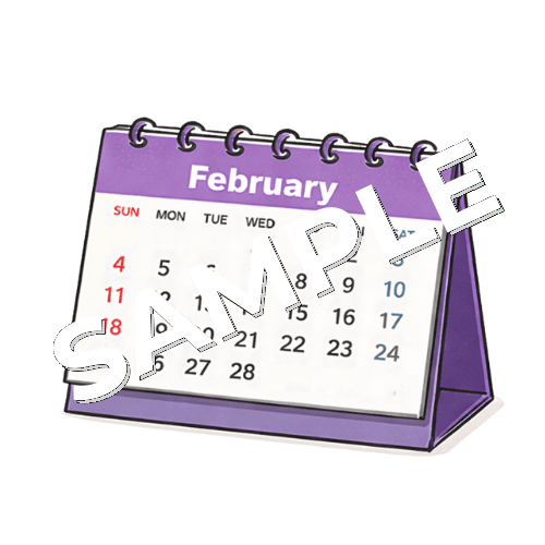 2月の卓上カレンダーのイラスト