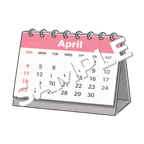 4月の卓上カレンダーのイラスト