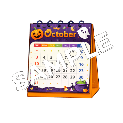 10月の卓上カレンダーのイラスト