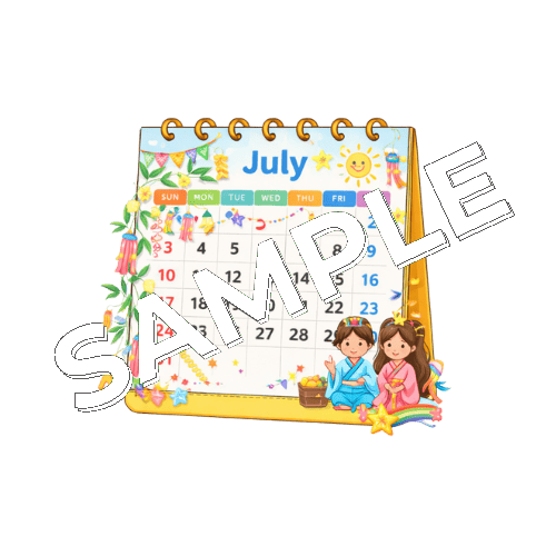 7月の卓上カレンダーのイラスト