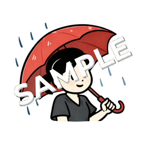 傘をさす女性鍼灸師のイラスト