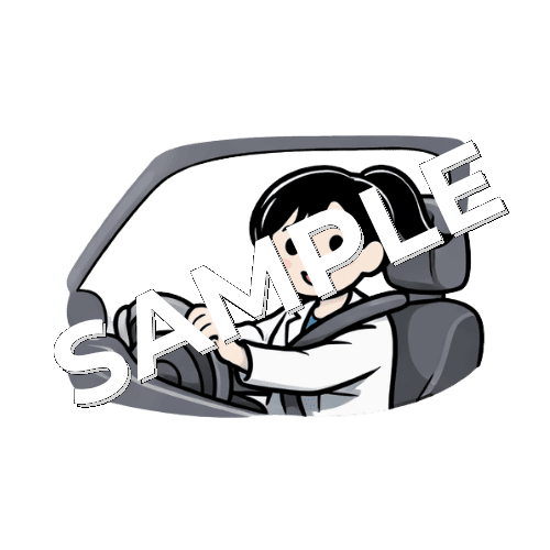 運転する女性薬剤師のイラスト