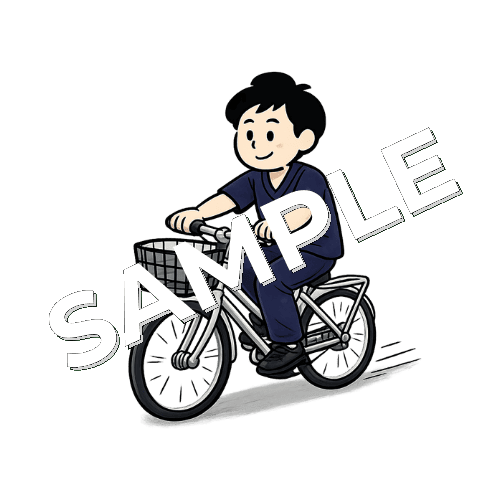 自転車に乗る男性鍼灸師のイラスト