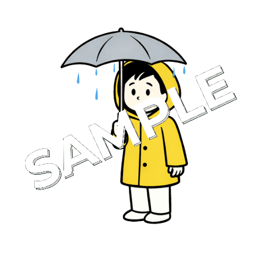 傘を差す男性鍼灸師のイラスト