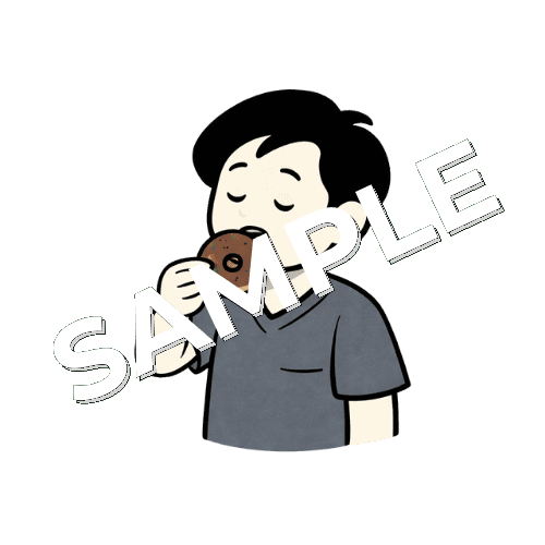 ドーナツを食べる男性鍼灸師のイラスト