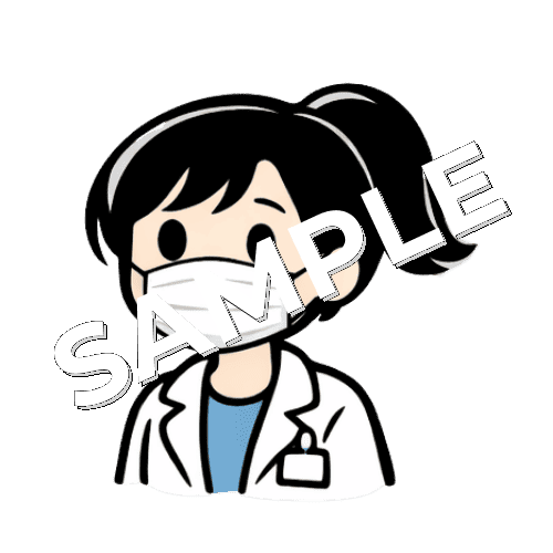 マスクをつけている女性薬剤師のイラスト