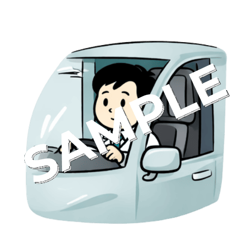 車に乗る男性薬剤師のイラスト