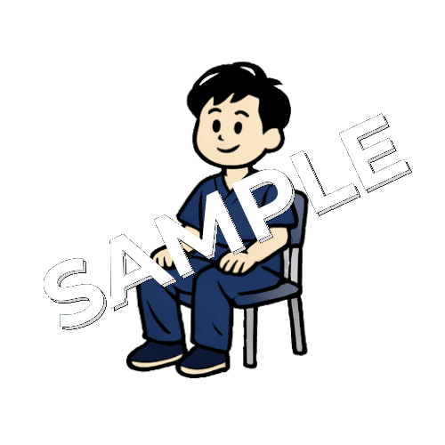 椅子に座る男性鍼灸師のイラスト