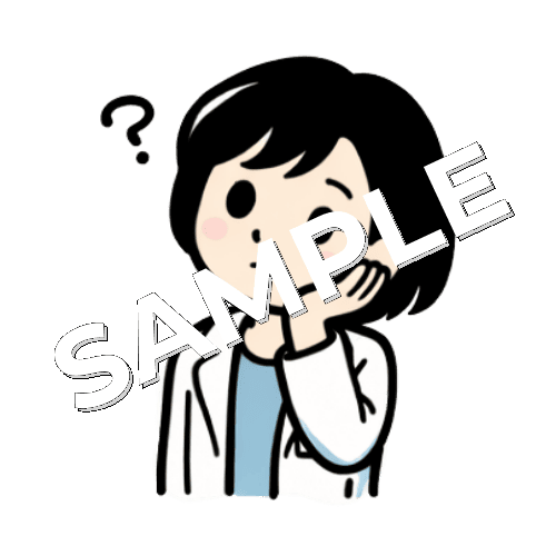 首をかしげているボブヘアの女性薬剤師のイラスト