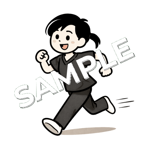 走る女性鍼灸師のイラスト