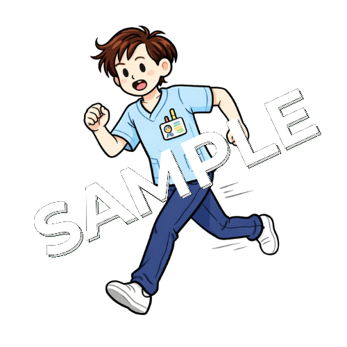 走っている男性作業療法士のイラスト