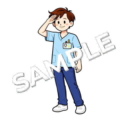 敬礼している男性作業療法士のイラスト