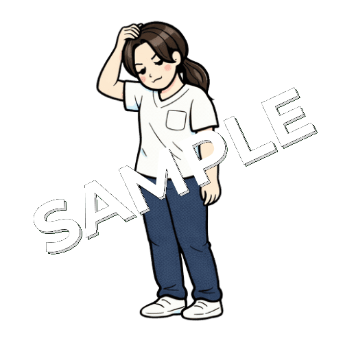 頭を掻く女性作業療法士のイラスト