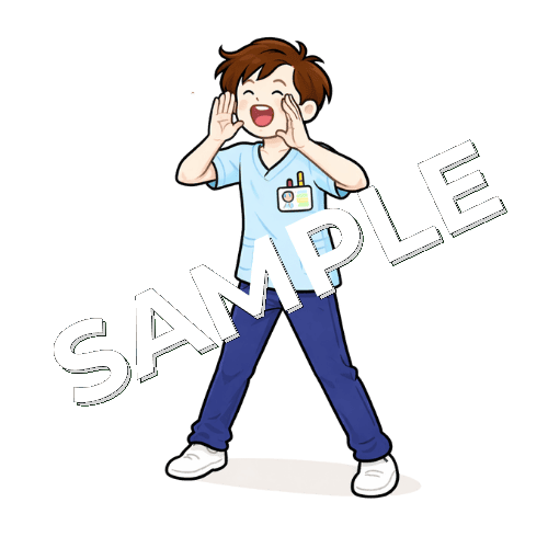 叫んでいる男性作業療法士のイラスト