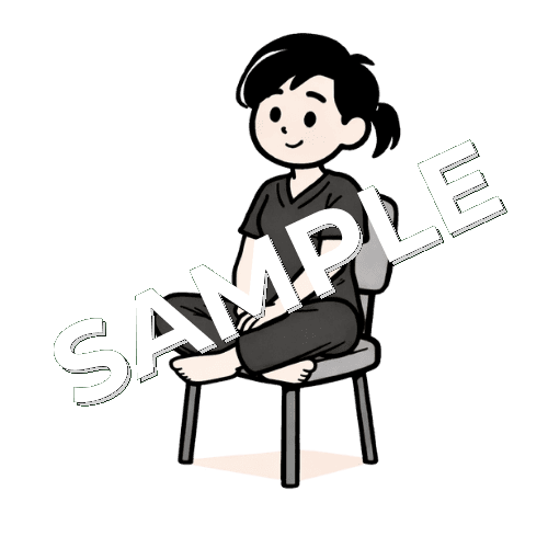 あぐらをかく女性鍼灸師のイラスト