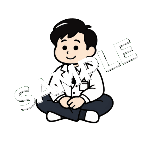 あぐらをかく男性薬剤師のイラスト