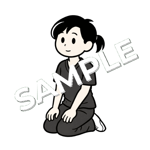 正座する女性鍼灸師のイラスト