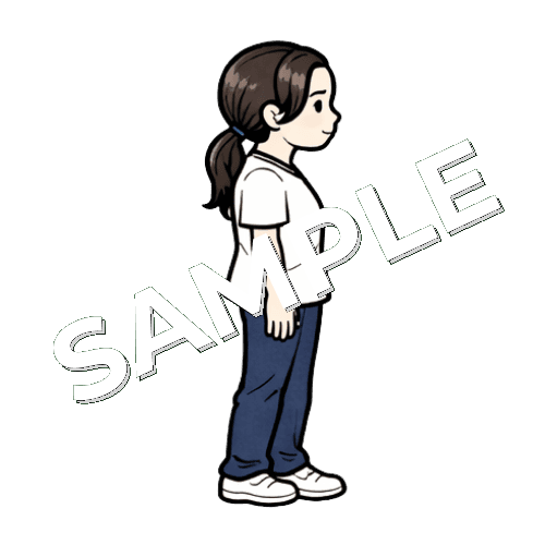 右を向いて立つ女性作業療法士のイラスト