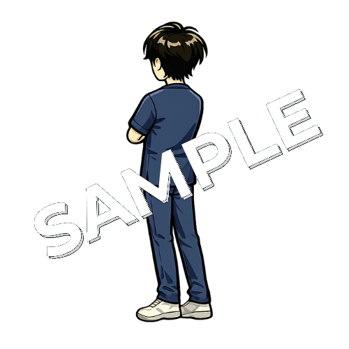 腕を組んで後ろ向きで立っている男性理学療法士のイラスト