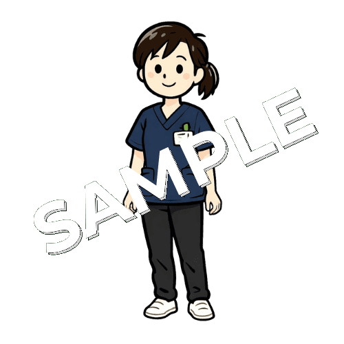 正面を向き立っている女性理学療法士のイラスト