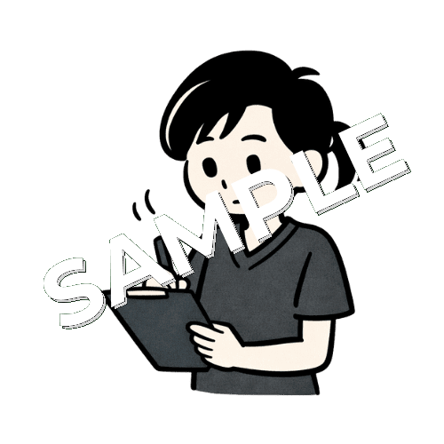 メモを取る女性鍼灸師のイラスト