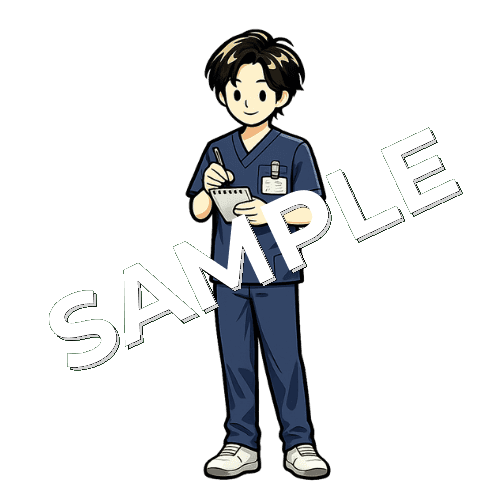 メモを取る男性理学療法士のイラスト