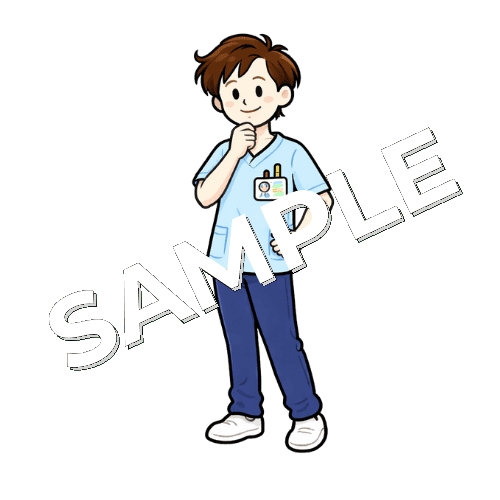考え事をする男性作業療法士のイラスト