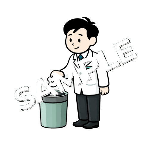 ティッシュをゴミ箱に捨てる男性鍼灸師のイラスト