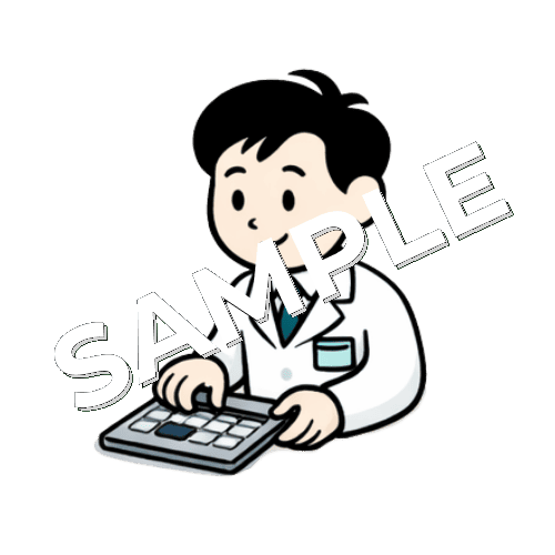 電卓をたたく男性鍼灸師のイラスト