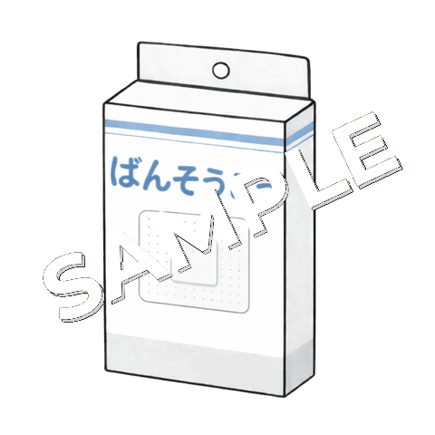 白い正方形の絆創膏の箱のイラスト