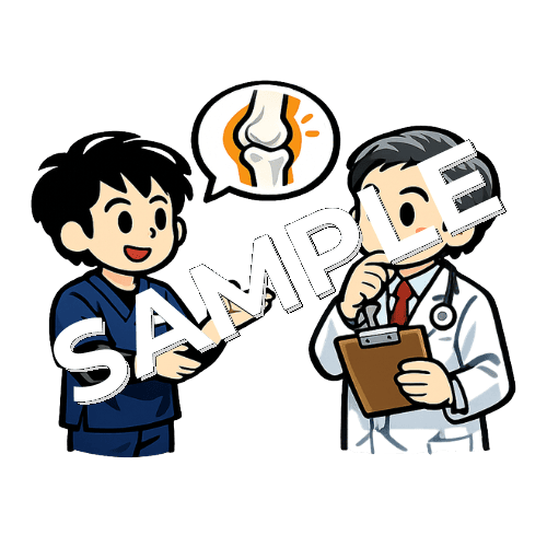 ドクターに相談する男性理学療法士のイラスト