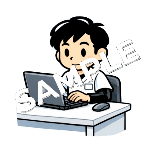 PC業務をする男性あん摩マッサージ指圧師のイラスト